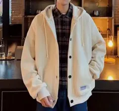 ゆるだぼ　パーカー アウター 裏起毛　カーディガン 韓国ファッション　ベージュ