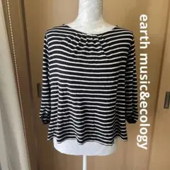 earthmusic&ecology ボーダー 長袖 トップスTシャツ 七分袖