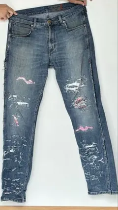 【一点物】クラッシュスキニーデニムパンツ【リメイク】【Drip】