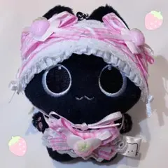 ぬい服 ピンクいちご♡ギンガムチェックリボン♡ヘッドドレス&スタイ2点セットのサムネイル