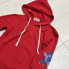 MIKI HOUSE 赤いフード付き長袖　パーカー　カットソー　90cm