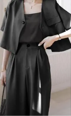 セットアップ パンツ ブラック