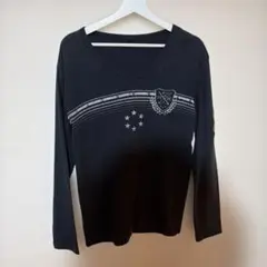 RUSS-K ブラック Vネック 長袖カットソー　ラスケー