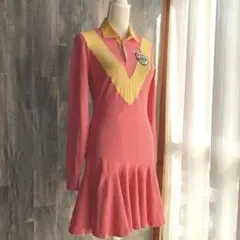 RALPH LAUREN ラガーシャツワンピース フレア ピンク×イエロー