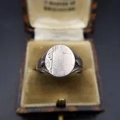 英国製 シルバー925 70s ヴィンテージ 研磨済 シグネット リング 23号 英国イギリス製JHW工房ヴィンテージ9CT ON SILVERシルバー製印台