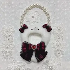 【パールチェーン付け外し可能】にじぱぺっと ぬい服 着ぐるみ くま 赤