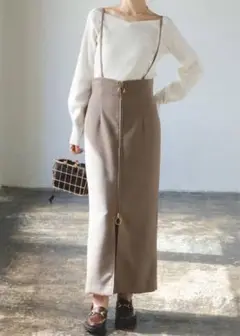 タグ付き【NOBLE】ショルダーサロペットフープジップスカート 24ss