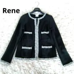 Rene ジャケット　ツイード　36size 美品 Rene ルネ TISSUE ツイード ジャケット 36サイズ ブラック