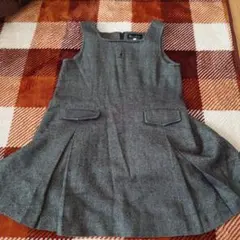 ヘリンボーン柄 ノースリーブワンピース グレー