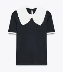 ZARA リボン付きチャンキーニット襟Tシャツ