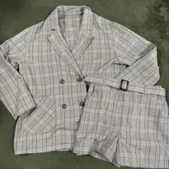 チェック柄 ダブルブレストセットアップ