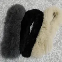 S233:ふわふわファーマフラー 3色セット グレー・ブラック・アイボリー