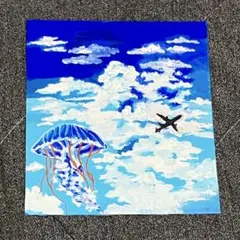 【空海月】アクリル手描き原画1点物 (色紙12×13.5)