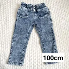 しまむら キッズ ケミカルウォッシュデニムパンツ 100cm