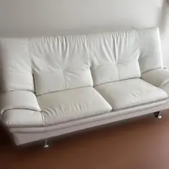 ホワイトレザー 3人掛けソファ 日本製 EUCAS ユーカス 本革 牛革