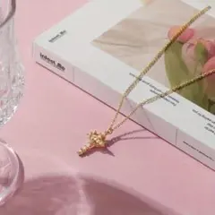 クラウン クロス ペンダント ネックレス 高級感 レディース ゴールド