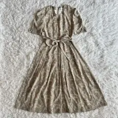 ランバール 昭和レトロ ヴィンテージ ロングワンピース　ペイズリー ベージュ　M