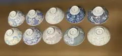 【新品未使用】有田焼 絵変わり 飯碗 10客組10柄組 お茶碗 扇山 秀峰 寿峰