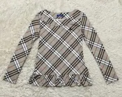 バーバリーブルーレーベル カットソー フリル　ノバチェック　ホースロゴ　刺繍