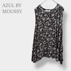 【アズールバイマウジー】花柄　ノースリーブ　チュニック 黒 白 フレアのサムネイル