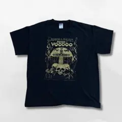 プリントTシャツ L ブラック スカル 両面プリント VOODOO