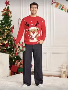 クリスマス　セーター　トナカイ　S 赤