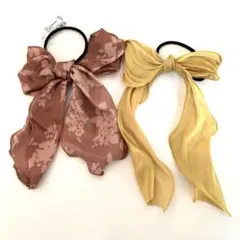 Lattice リボン ヘアゴム 2個セット