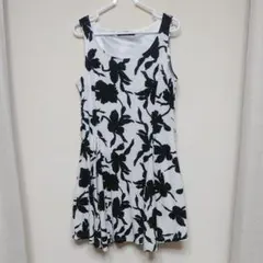 キャミワンピース　黒×白 ノースリーブ カットソーワンピ