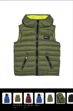 DIESEL フード付きダウンベスト ダークグリーン