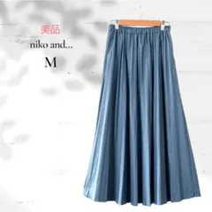 【極美品】ニコアンド／フェイクレザー プリーツスカート サイズ3 サックス