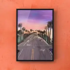 ★A4フレーム付き★オリジナル アートポスター California サーフィン