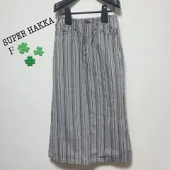 スーパー ハッカ ストライプスカート 膝丈 綿100% ナチュラル系のサムネイル