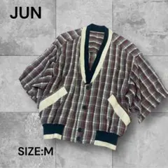 e1470☆JUN ヴィンテージチェック柄 ジャケットブルゾンMサイズのサムネイル