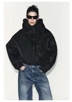ZARA 撥水防風フード付きキルティングジャケット
