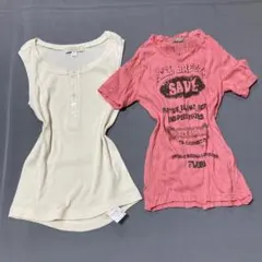 平成ギャル y2k 英字プリントTシャツ 2枚セットのサムネイル
