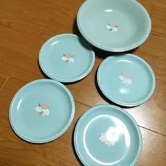 値下 美品 昭和レトロ TOHO TOKI 計５枚(大皿１枚と中皿４枚) 華 花