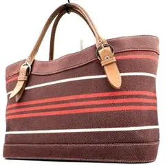 《極美品》BURBERRY マルチボーダー キャンバス トートバッグ A4