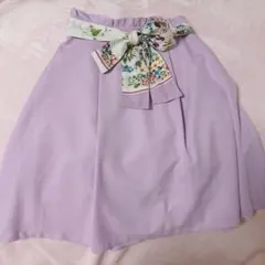 Cherite by PRIME PATTERN 花柄リボン付きフレアスカートのサムネイル