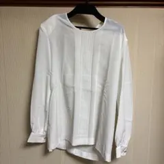 ホワイト ピンタックデザイン 長袖シャツのサムネイル