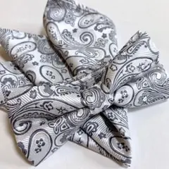 蝶ネクタイ　ポケットチーフ2点セット/ホワイトペイズリーO