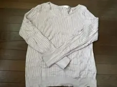 GU リブ編み Vネック ニット M ピンク