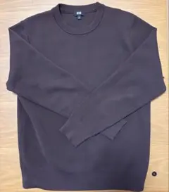 UNIQLO ウォッシャブルミラノリブクルーネックセーター ブラウン M