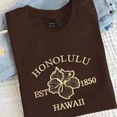 HONOLULU HAWAII ロゴプリント Tシャツ ブラウン　2枚セット