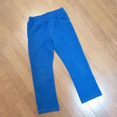 青いコットン混紡長ズボン