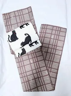 大人の洗える着物薄茶色チェック柄和服小紋格子柄袷せ女性ブラウンチョコレート袷着物