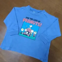 ピーナッツ　スヌーピー　長袖Tシャツ　ロンT　ブルー　90