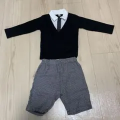 フォーマルセット 黒と白 チェック柄　80cm