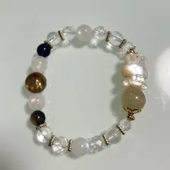 Thidastone天然石デザインブレスレットルビー淡水パールホワラブクリスタル Thidastone天然石デザインブレスレットルビー淡水パールホワラブ