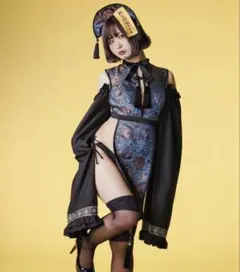 M企画 キョンシーちゃんチャイナ服 ワイン+猫耳カフスセット M企画 キョンシーちゃんチャイナ服 ワイン+猫耳カフスセット
