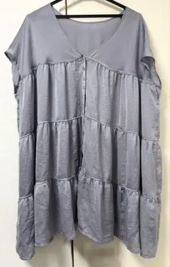 最終値下げ！グレー フレンチスリーブ チュニック